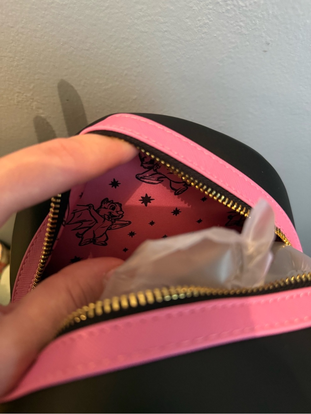 Loungefly Black & Pink Chip 'n' Dale Halloween Mini Backpack with Bat Wings - Picture 8 of 8